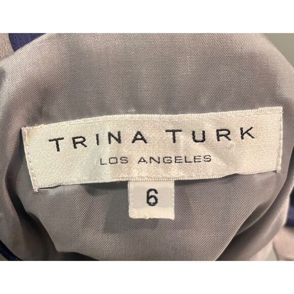 TRINA TURK 100% Silk Abstract Floral Artsy Dress, Sz 6 - Picture 5 of 6